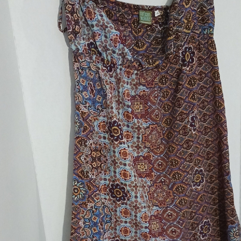 Women's Multicolor Bandeau Boho Sleeveless Pullover Dress Size XL